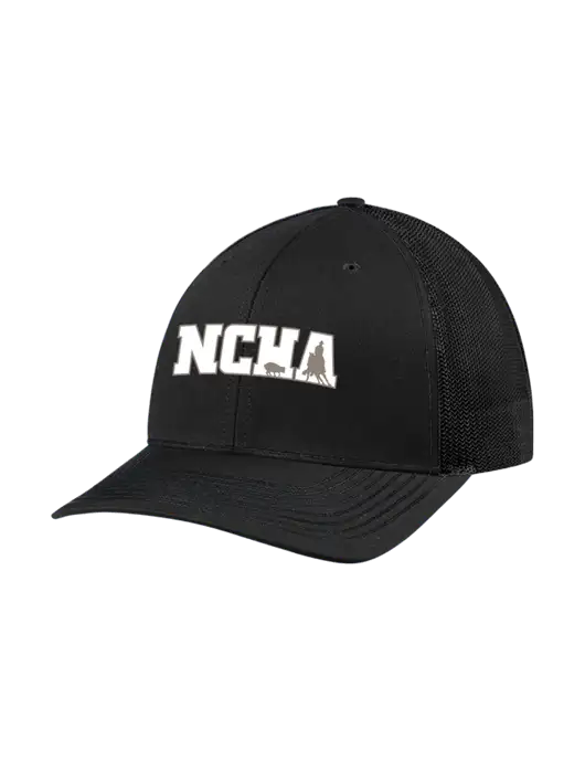 Richardson Adjustable Snapback Original 112 Trucker Cap Black w/Black Mesh w/NCHA Logo