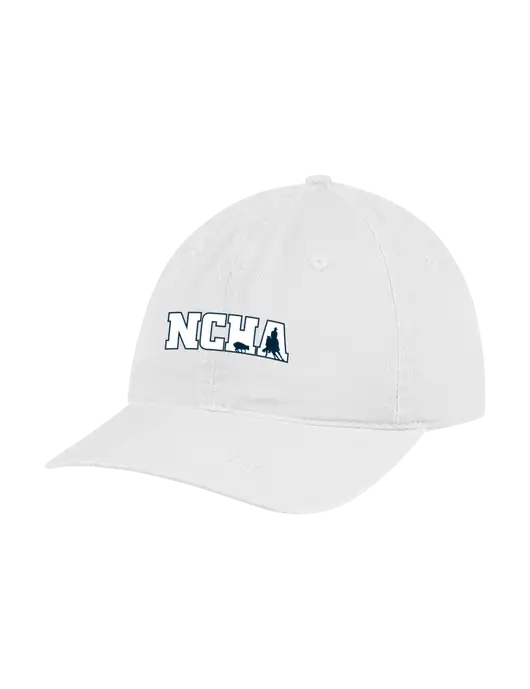 Garment Washed Unstructured Twill White Cap w/NCHA Logo