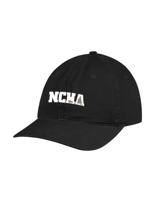 Garment Washed Unstructured Twill Black Cap w/NCHA Logo