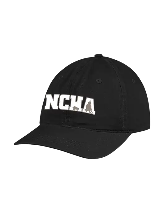 Garment Washed Unstructured Twill Black Cap w/NCHA Logo