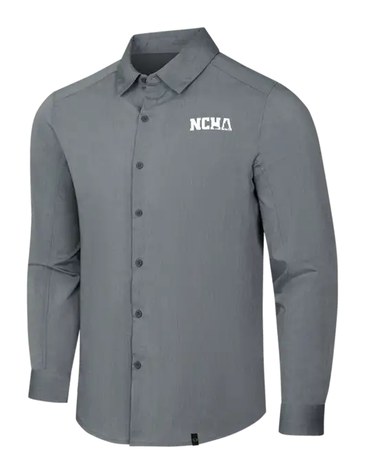 OGIO Medium Grey Heather Commuter Woven Shirt w/NCHA Logo