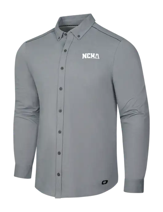 OGIO Medium Grey Heather Modern Code Stretch Button-Up Shirt w/NCHA Logo