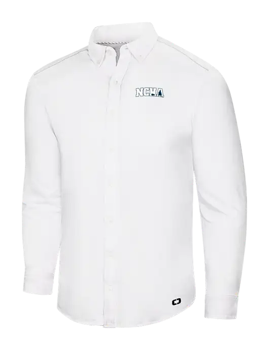 OGIO Bright White Modern Code Stretch Button-Up Shirt w/NCHA Logo