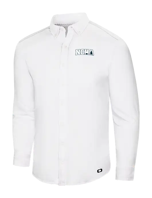 OGIO Bright White Modern Code Stretch Button-Up Shirt w/NCHA Logo