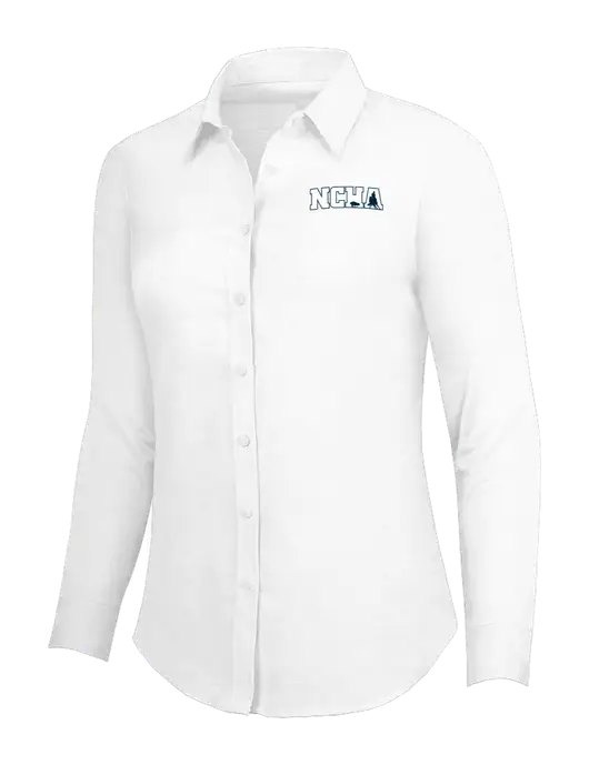 White Womens SuperPro Oxford Shirt w/NCHA Logo