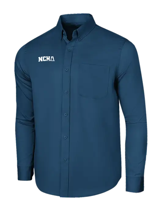 Long Sleeve Light Navy Superpro React Twill Shirt w/NCHA Logo