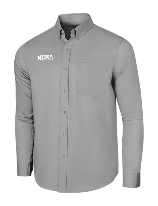 Long Sleeve Light Grey Superpro React Twill Shirt w/NCHA Logo
