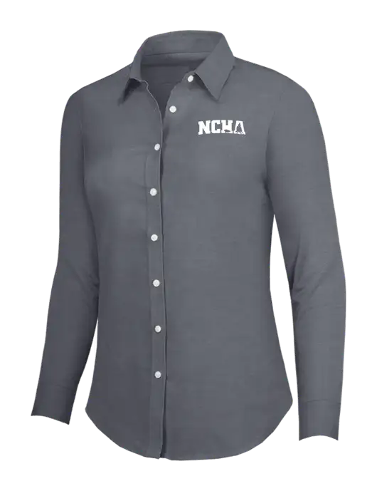 Dark Grey Womens SuperPro Oxford Shirt w/NCHA Logo