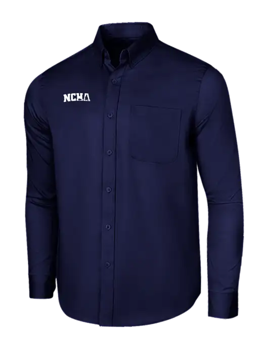 Long Sleeve Navy Superpro React Twill Shirt w/NCHA Logo
