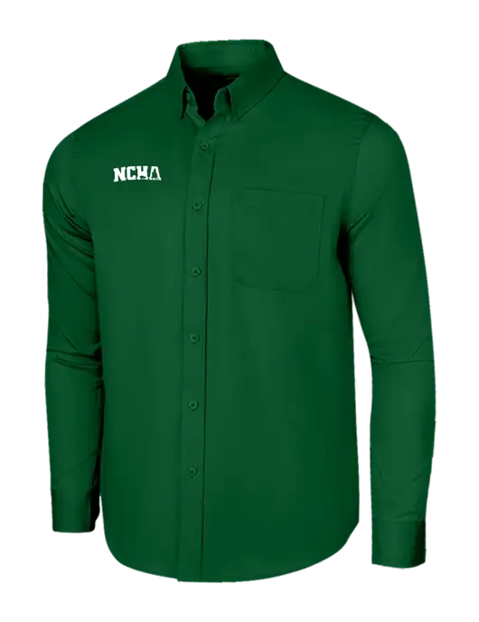 Long Sleeve Dark Green Superpro React Twill Shirt w/NCHA Logo