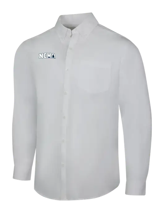 White Long Sleeve Carefree Poplin Shirt w/NCHA Logo