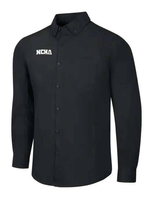 Black Long Sleeve Carefree Poplin Shirt w/NCHA Logo