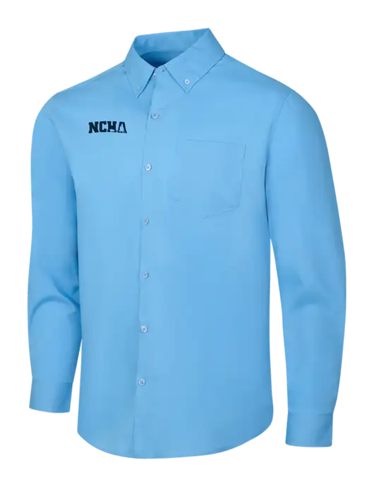 Carolina Blue Long Sleeve Carefree Poplin Shirt w/NCHA Logo