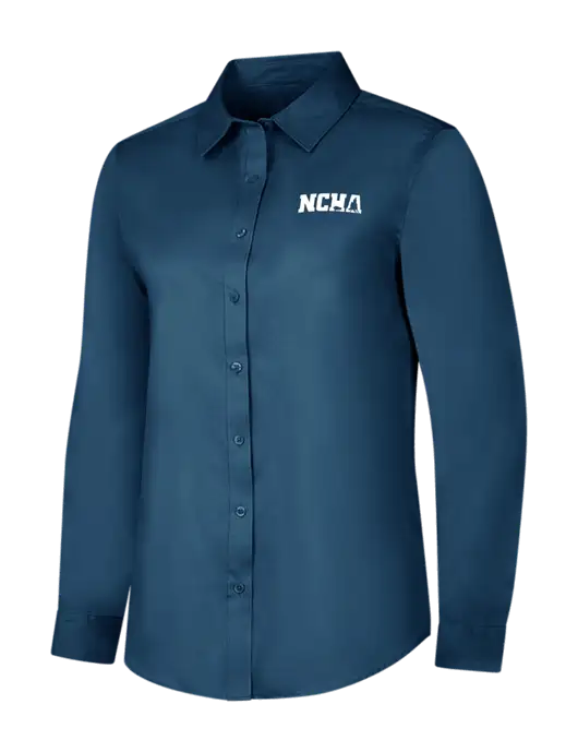 Light Navy Womens Long Sleeve Superpro React Twill Shirt w/NCHA Logo
