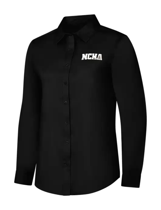 Womens Black Long Sleeve Superpro React Twill Shirt w/NCHA Logo