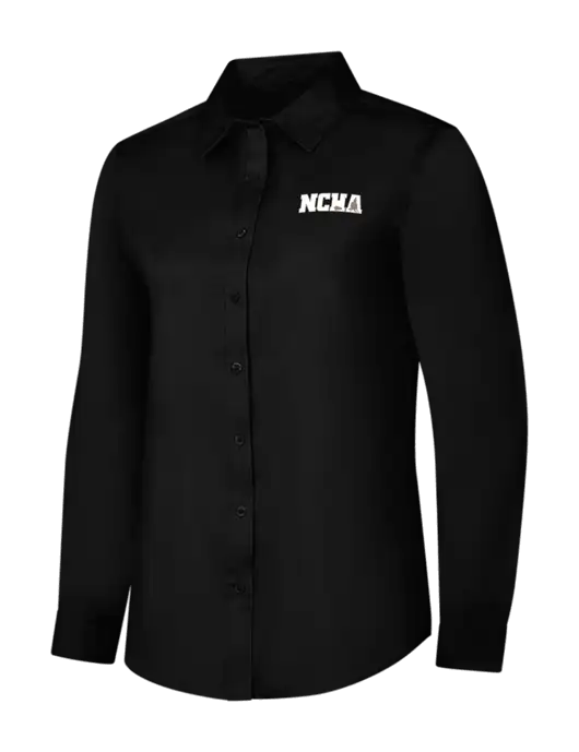 Womens Black Long Sleeve Superpro React Twill Shirt w/NCHA Logo