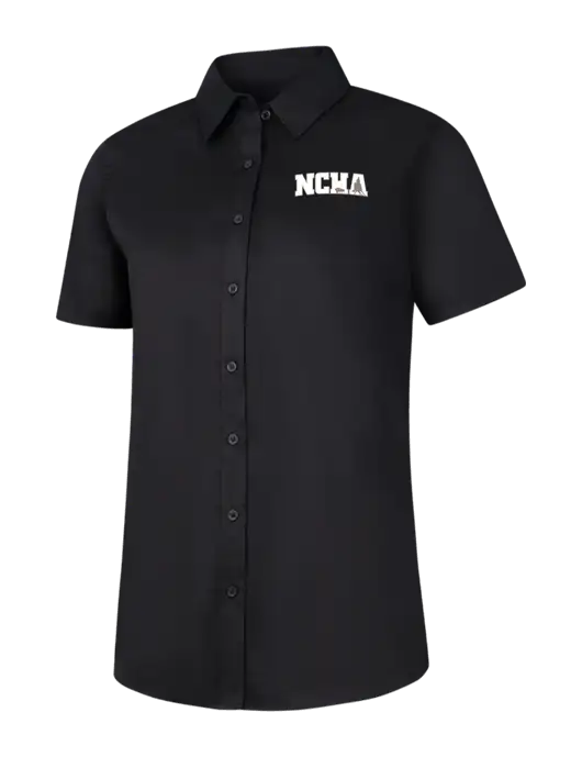 Womens Black Short Sleeve Superpro React Twill Shirt w/NCHA Logo