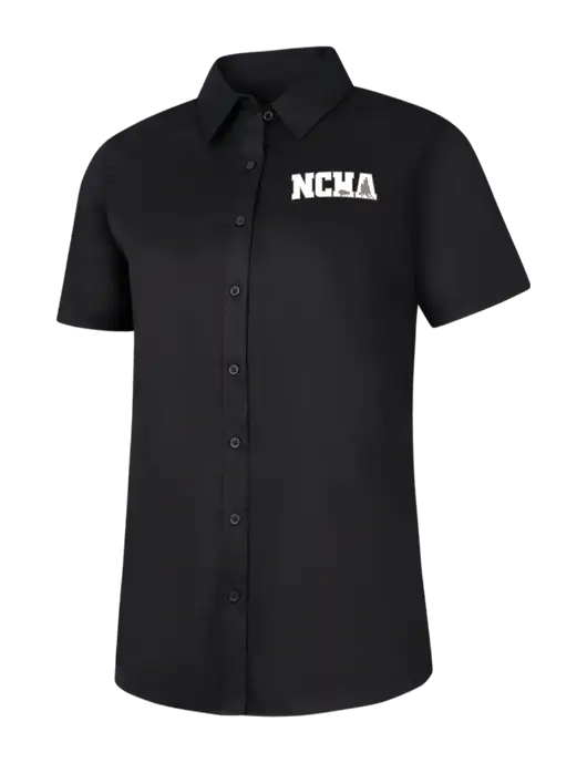 Womens Black Short Sleeve Superpro React Twill Shirt w/NCHA Logo