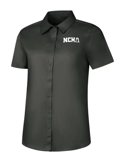 Womens Dark Grey Short Sleeve Superpro React Twill Shirt w/NCHA Logo