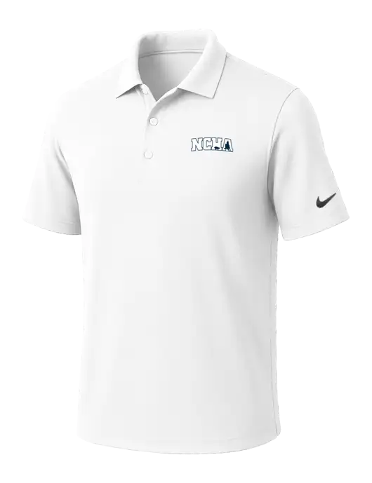 NIKE White Dri-Fit Micro Pique Polo w/NCHA Logo