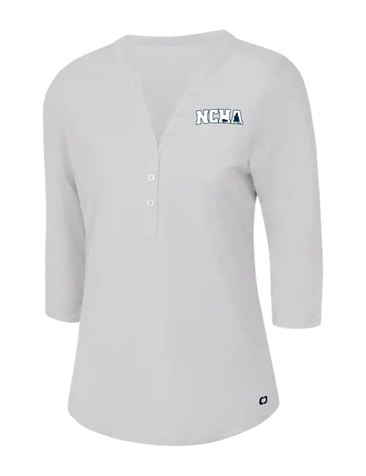 OGIO Bright White Jewel Henley w/NCHA Logo