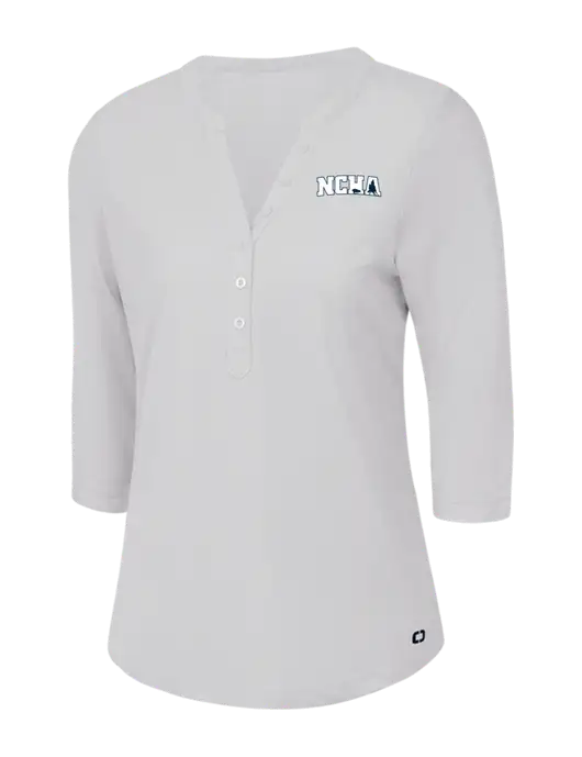 OGIO Bright White Jewel Henley w/NCHA Logo
