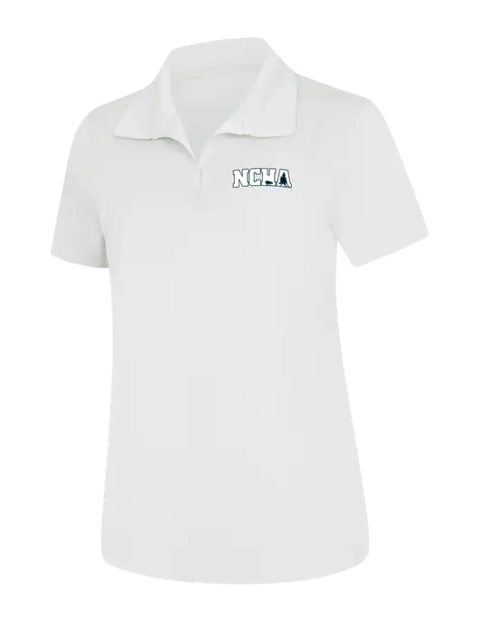 Womens White Micropique Sport-Wick Polo w/NCHA Logo