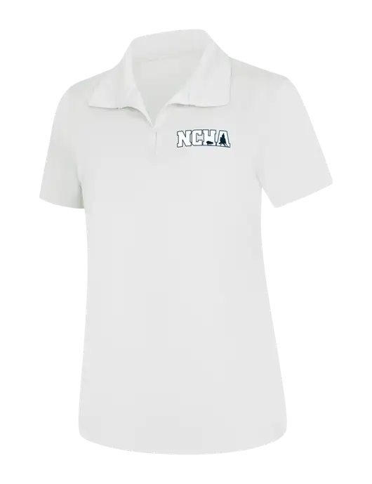 Womens White Micropique Sport-Wick Polo w/NCHA Logo