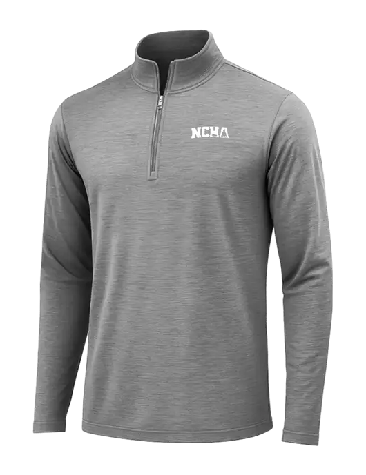Dark Grey Heather Posicharge Tri-Blend Wicking 1/4 Zip Pullover w/NCHA Logo