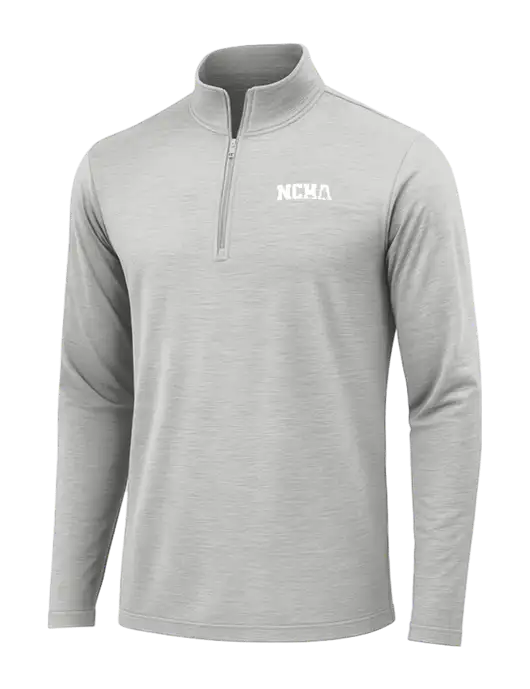 Light Grey Heather Posicharge Tri-Blend Wicking 1/4 Zip Pullover w/NCHA Logo