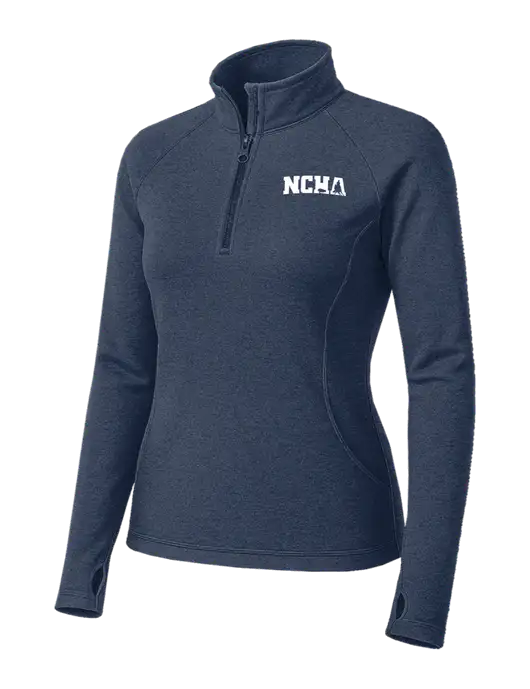Navy Heather Womens Sport Wick Stretch 1/4 Zip Pullover w/NCHA Logo