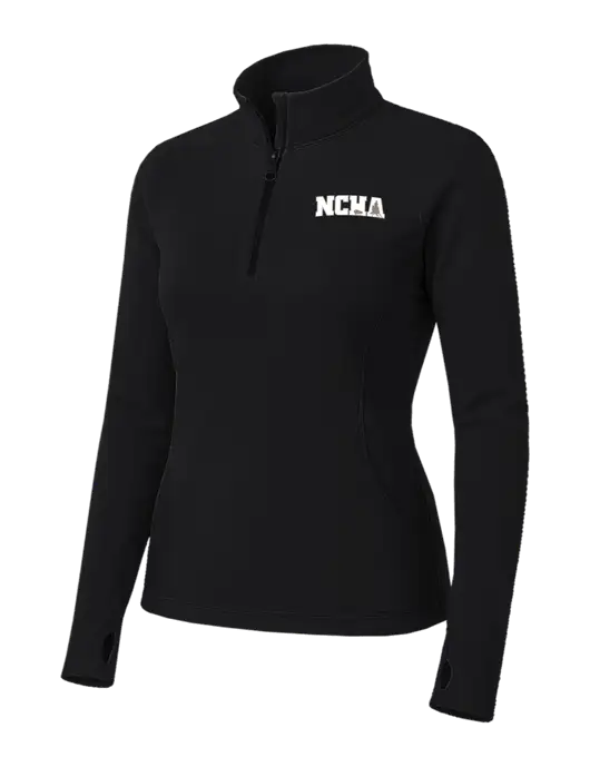 Womens Black Sport Wick Stretch 1/4 Zip Pullover w/NCHA Logo