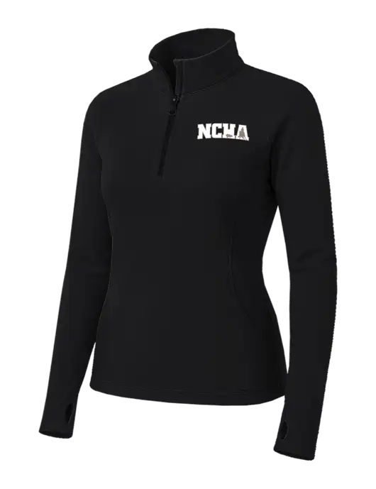 Womens Black Sport Wick Stretch 1/4 Zip Pullover w/NCHA Logo