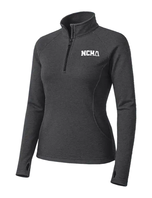 Dark Grey Heather Womens Sport Wick Stretch 1/4 Zip Pullover w/NCHA Logo