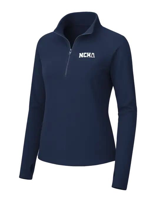Womens Navy Microfleece 1/2 Zip Pullover w/NCHA Logo