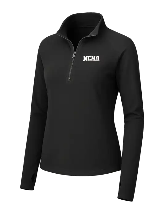 Womens Black Microfleece 1/2 Zip Pullover w/NCHA Logo