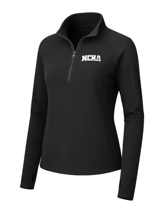 Womens Black Microfleece 1/2 Zip Pullover w/NCHA Logo