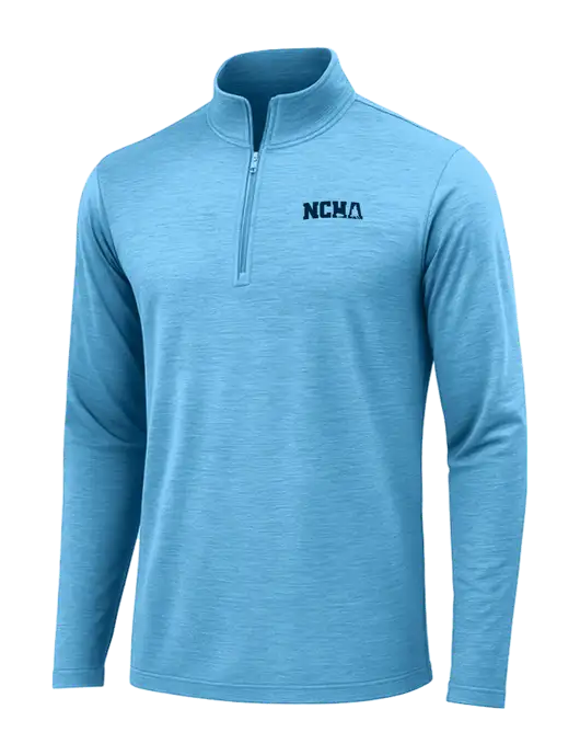 Light Blue Heather Posicharge Tri-Blend Wicking 1/4 Zip Pullover w/NCHA Logo