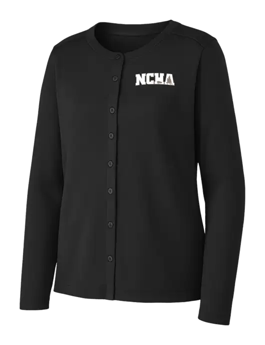 Black Womens Concept Stretch Button-Front Cardigan Sweater w/NCHA Logo