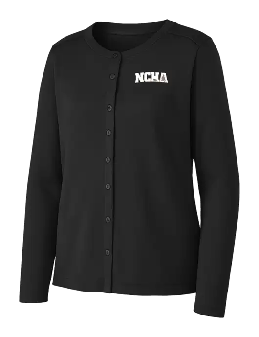 Black Womens Concept Stretch Button-Front Cardigan Sweater w/NCHA Logo