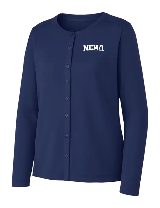 Dress Blue Navy Womens Concept Stretch Button-Front Cardigan Sweater w/NCHA Logo