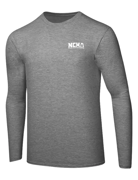 Ring Spun Light Heather Grey 4.5 oz Long Sleeve T-Shirt w/NCHA Logo