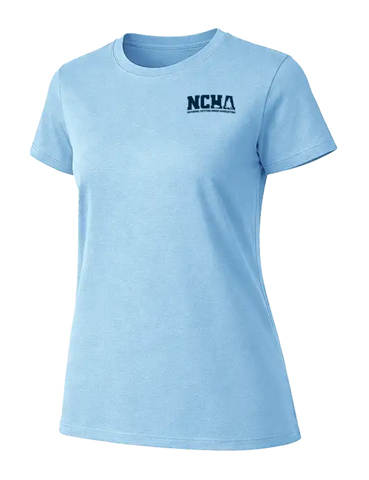 Womens Ring Spun Light Blue 4.5 oz T-Shirt w/NCHA Logo