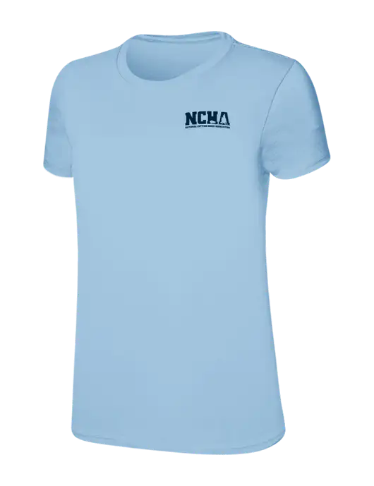 Womens Ring Spun Light Blue 4.5 oz T-Shirt w/NCHA Logo