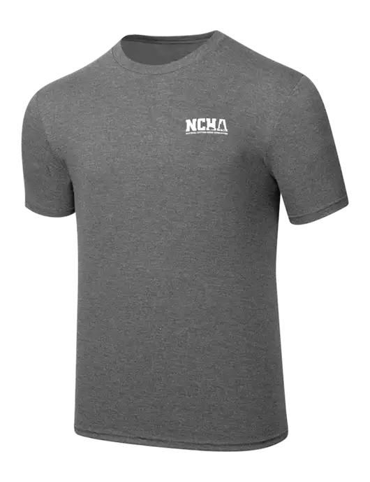 Simply Soft Heathered Medium Grey 4.5oz  Poly/Combed Ring Spun Cotton T-Shirt w/NCHA Logo