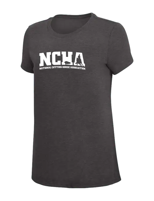Womens Simply Soft Heather Charcoal 4.5oz  Poly/Combed Ring Spun Cotton T-Shirt w/NCHA Logo