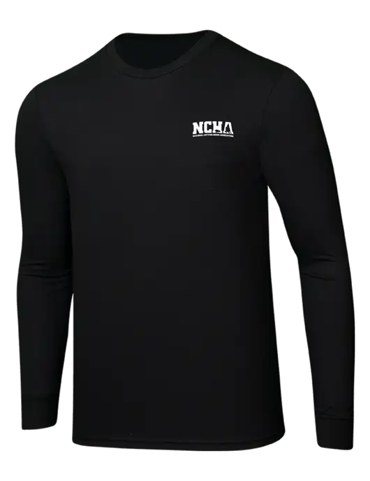 Simply Soft Long Sleeve Black 4.5 oz, Poly/Combed Ring Spun Cotton T-Shirt w/NCHA Logo