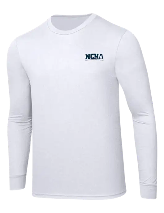 Simply Soft Long Sleeve White 4.5 oz, Poly/Combed Ring Spun Cotton T-Shirt w/NCHA Logo