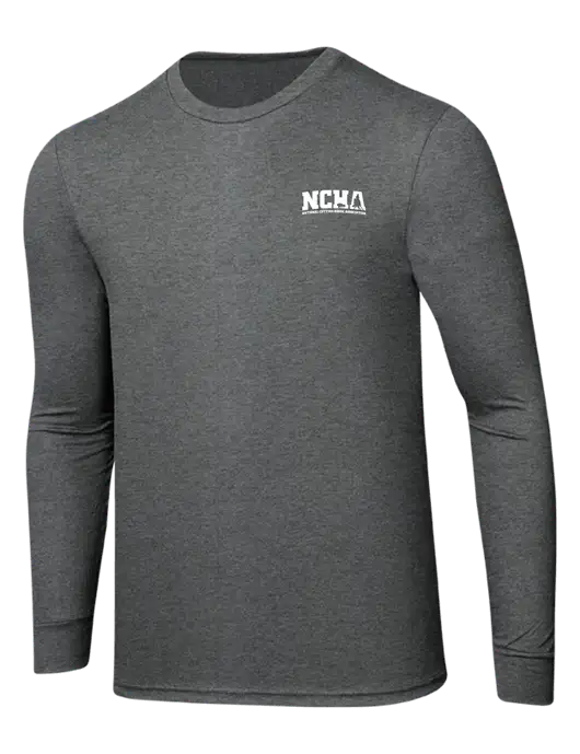 Simply Soft Long Sleeve Medium Grey Frost 4.5 oz, Poly/Combed Ring Spun Cotton T-Shirt w/NCHA Logo