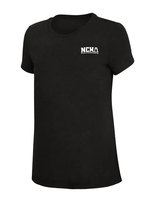 Womens Simply Soft Black 4.5oz Poly/Combed Ring Spun Cotton T-Shirt w/NCHA Logo